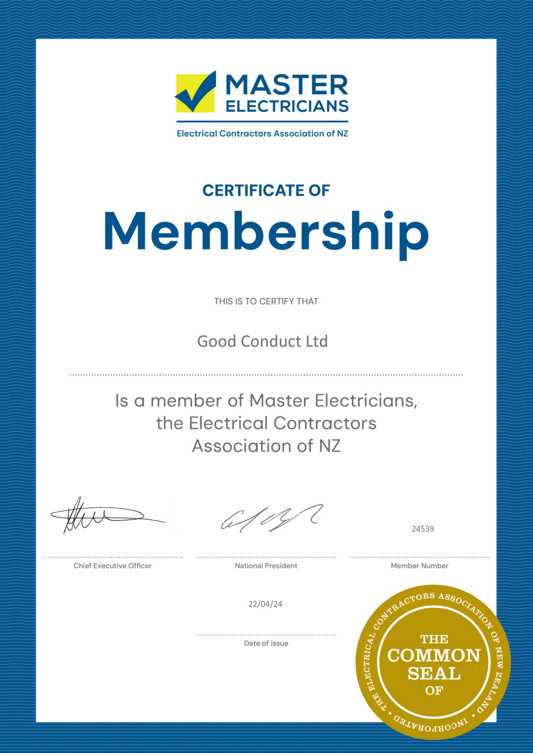 Certificate of Membership